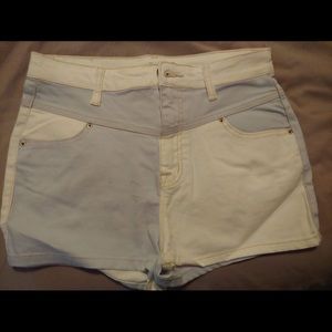 BDG two tone light blue and white shorts